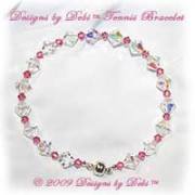 Designs by Debi Handmade Jewelry Bangle style Tennis Bracelet with Magnetic Clasp Crystal AB and Rose Bicones