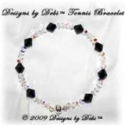 Designs by Debi Handmade Jewelry Bangle style Tennis Bracelet with Magnetic Clasp Jet Black with Crystal AB