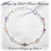 Designs by Debi Handmade Jewelry Bangle style Tennis Bracelet with Magnetic Clasp Crystal AB Cubes and Bicones