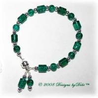 Designs by Debi Handmade Jewelry Green Crackle Glass and Silver Bracelet with a Magnetic Clasp