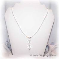 Designs by Debi Handmade Jewelry White and Swarovski Crystal AB Double Hearts Necklace with Silver Magnetic Clasp