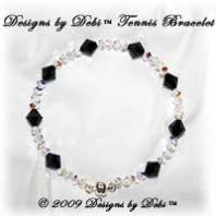 Designs by Debi Handmade Jewelry Swarovski Crystal AB Simplicity and Jet Black Bicones Bangle Style Tennis Bracelet with Silver Magnetic Clasp