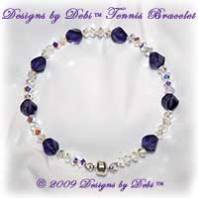 Designs by Debi Handmade Jewelry Swarovski Crystal AB Simplicity and Purple Velvet Helix Bangle Style Tennis Bracelet with Silver Magnetic Clasp