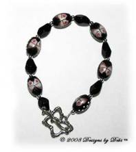 Designs by Debi Handmade Jewelry Black Butterflies Bracelet with a Silver Butterfly Toggle Clasp