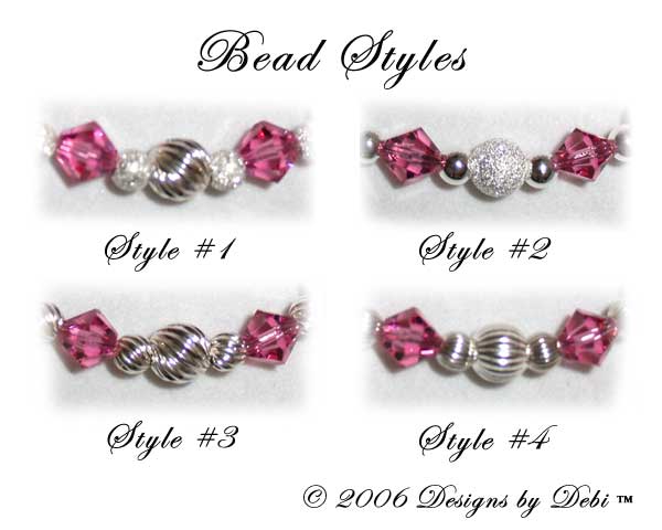 Designs by Debi Handmade Jewelry Awareness Bracelet bead combination styles to choose from