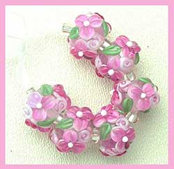 Pretty in Pink Wild Blosom Beads made by Heather Davisd of Blissful Garden Beads